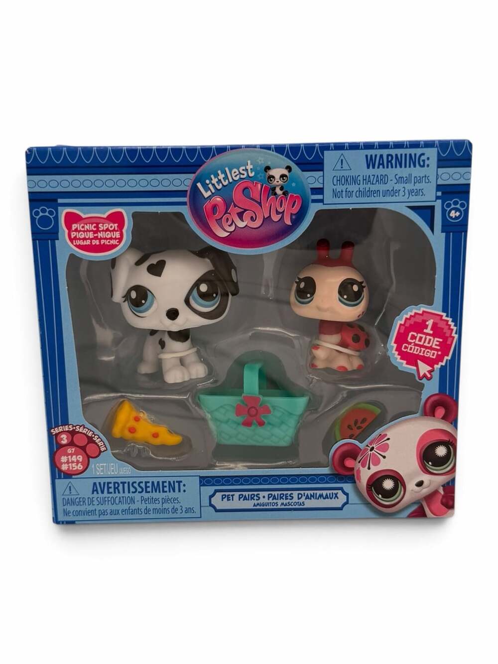 Littlest Pet Shop Pet Pairs #156 Dalmatian and #149 Ladybug Series 3 Picnic Spot